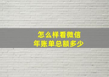 怎么样看微信年账单总额多少