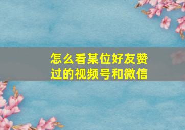 怎么看某位好友赞过的视频号和微信