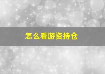 怎么看游资持仓