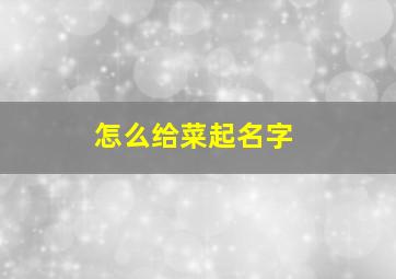 怎么给菜起名字