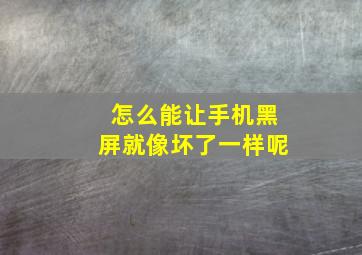 怎么能让手机黑屏就像坏了一样呢