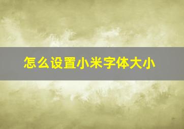 怎么设置小米字体大小