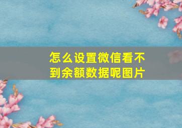 怎么设置微信看不到余额数据呢图片