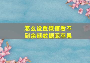 怎么设置微信看不到余额数据呢苹果