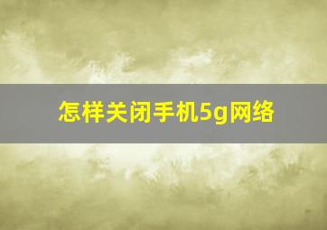 怎样关闭手机5g网络