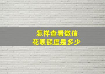 怎样查看微信花呗额度是多少