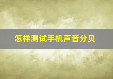 怎样测试手机声音分贝