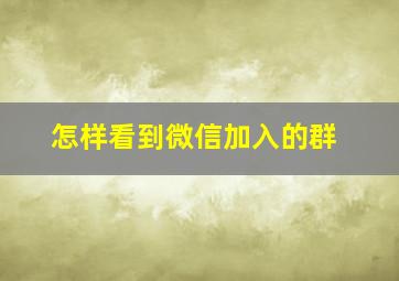 怎样看到微信加入的群