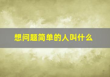 想问题简单的人叫什么