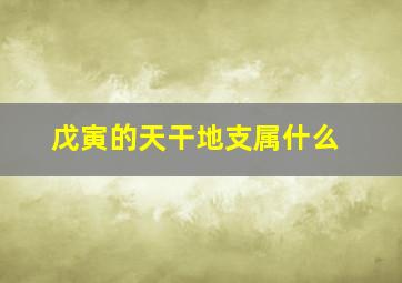 戊寅的天干地支属什么