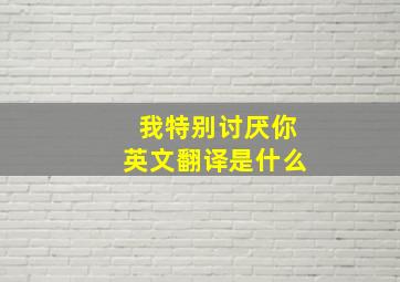 我特别讨厌你英文翻译是什么