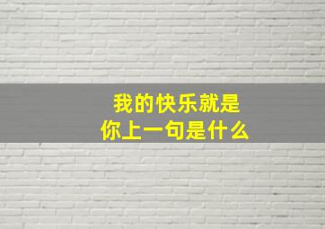 我的快乐就是你上一句是什么