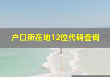 户口所在地12位代码查询