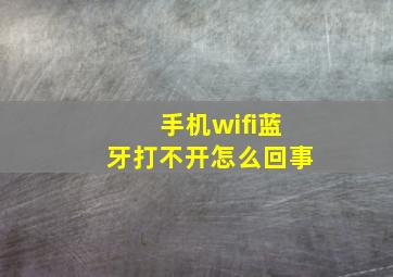 手机wifi蓝牙打不开怎么回事