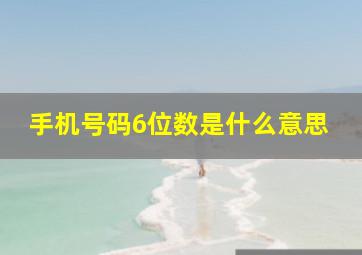 手机号码6位数是什么意思