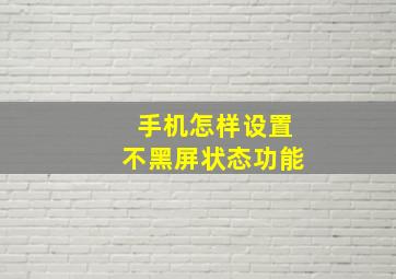 手机怎样设置不黑屏状态功能