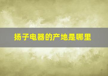 扬子电器的产地是哪里