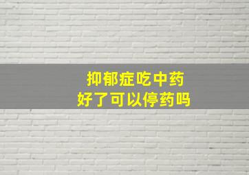 抑郁症吃中药好了可以停药吗