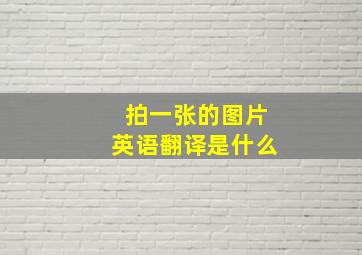 拍一张的图片英语翻译是什么