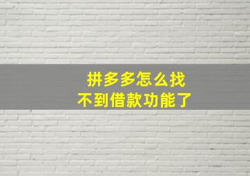 拼多多怎么找不到借款功能了