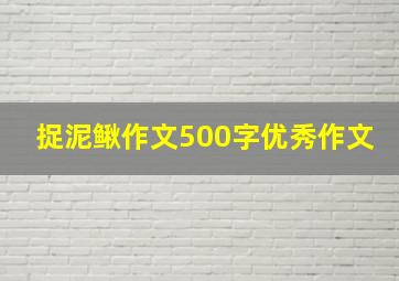 捉泥鳅作文500字优秀作文