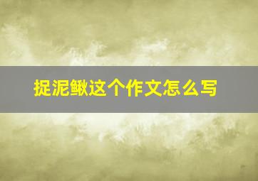 捉泥鳅这个作文怎么写