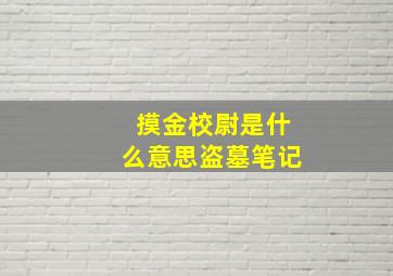 摸金校尉是什么意思盗墓笔记