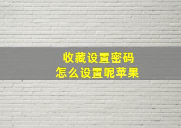 收藏设置密码怎么设置呢苹果