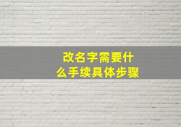 改名字需要什么手续具体步骤