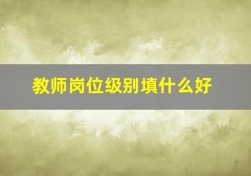 教师岗位级别填什么好