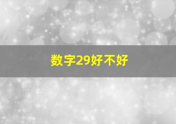 数字29好不好