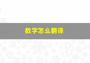 数字怎么翻译