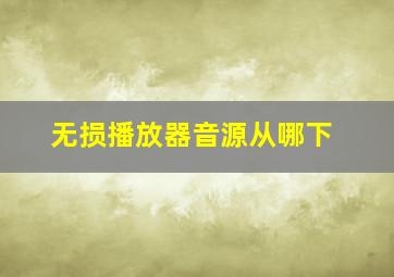 无损播放器音源从哪下