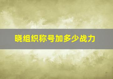 晓组织称号加多少战力