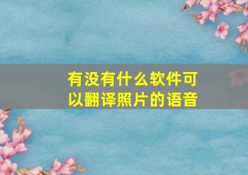 有没有什么软件可以翻译照片的语音