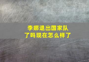 李娜退出国家队了吗现在怎么样了