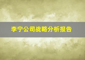 李宁公司战略分析报告