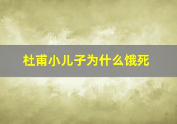 杜甫小儿子为什么饿死