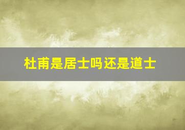 杜甫是居士吗还是道士