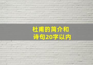 杜甫的简介和诗句20字以内