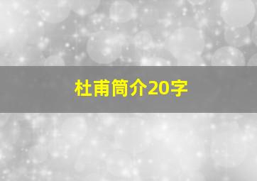 杜甫筒介20字