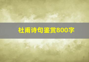 杜甫诗句鉴赏800字