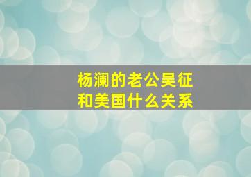 杨澜的老公吴征和美国什么关系