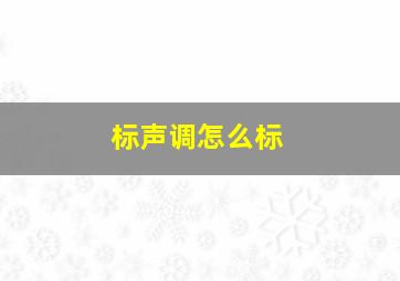 标声调怎么标