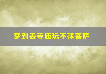 梦到去寺庙玩不拜菩萨