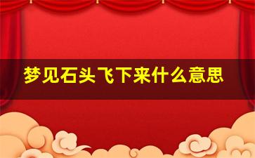 梦见石头飞下来什么意思