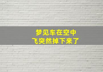 梦见车在空中飞突然掉下来了