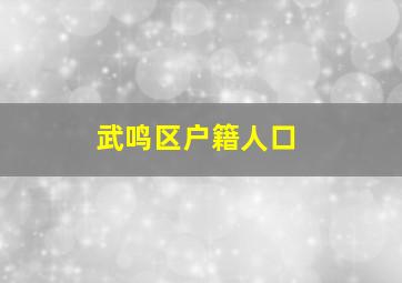 武鸣区户籍人口