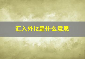 汇入外lz是什么意思