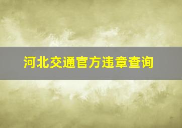 河北交通官方违章查询